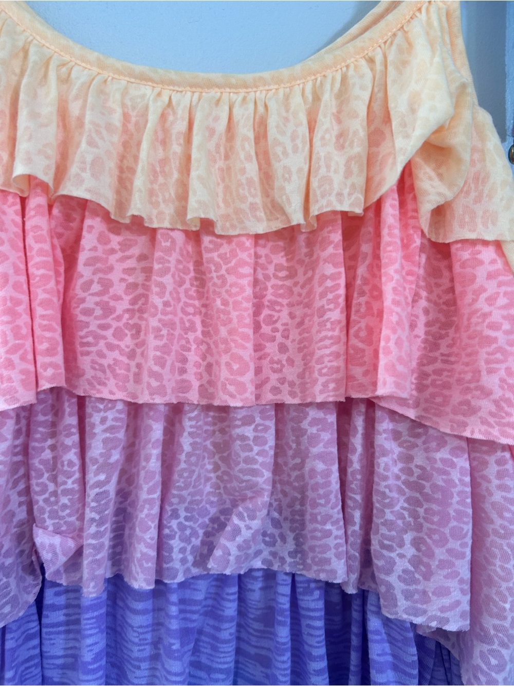 Pitusa Pastel Rainbow Tiered Ruffle Mini Dress Petite - Picture 7 of 16